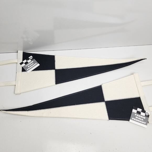 Fabric Wall Pennant Checker Target Bullseye's Playground™ Black & White Set of 2 - Picture 1 of 5